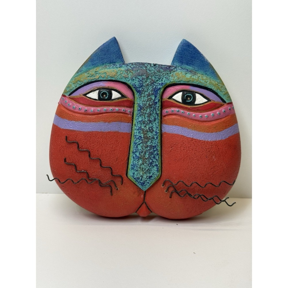 Laurel Burch Caribbean Cat Mask Small 6.5 x 5.25" 1999 Stamped Signed - Picture 7 of 7